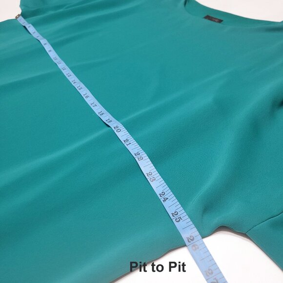 J Jill Wearever Womens Flounced Sleeve Woven Top Size L Green Round Neck Demure - Picture 7 of 13